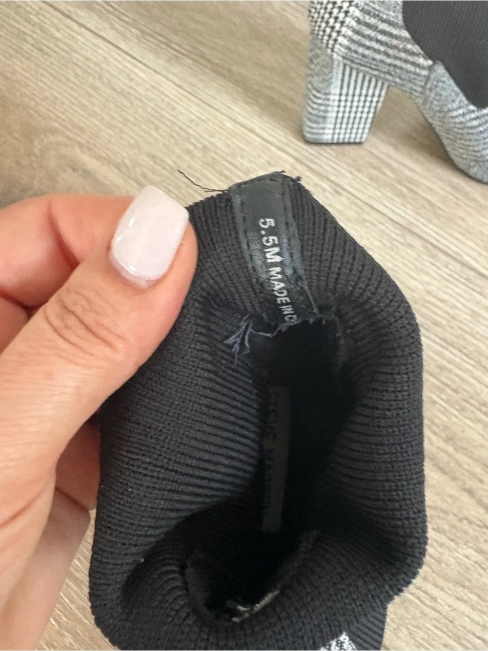 Steve Madden Black and White Houndstooth Sock Ankle Booties - Picture 10 of 12